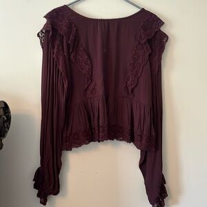 Free people eggplant cropped blouse